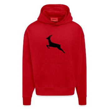 Weihnachten Wildwechsel Hirsch used look wild Wald - Hoodie- made by SPREAD  - Rot - Vorne