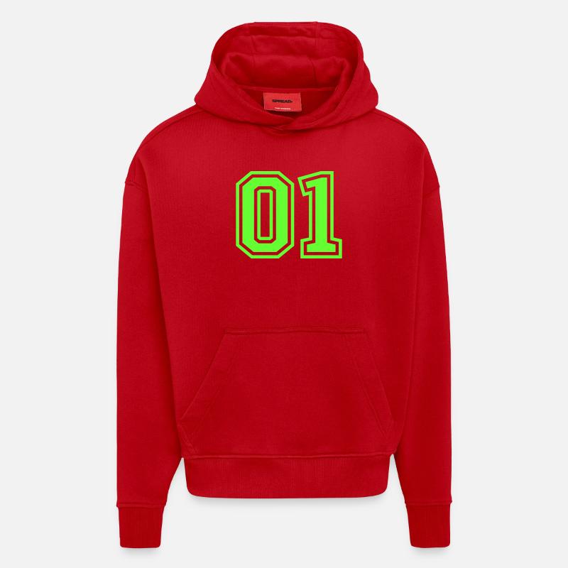 Numéro 01 - Sweat à capuche bio épais oversize fabriqué en UE - rouge