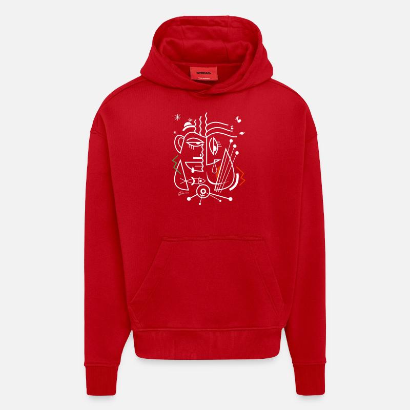 jonasyeltshirtprint2 - Sweat à capuche bio épais oversize fabriqué en UE - rouge