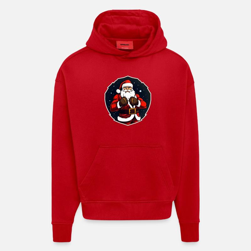 Weihnachten Fighter - Hoodie- made by SPREAD  - Rot