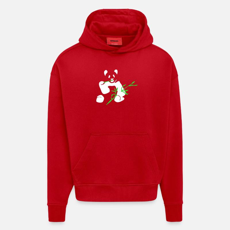 Panda mit Bambus - Hoodie- made by SPREAD  - Rot