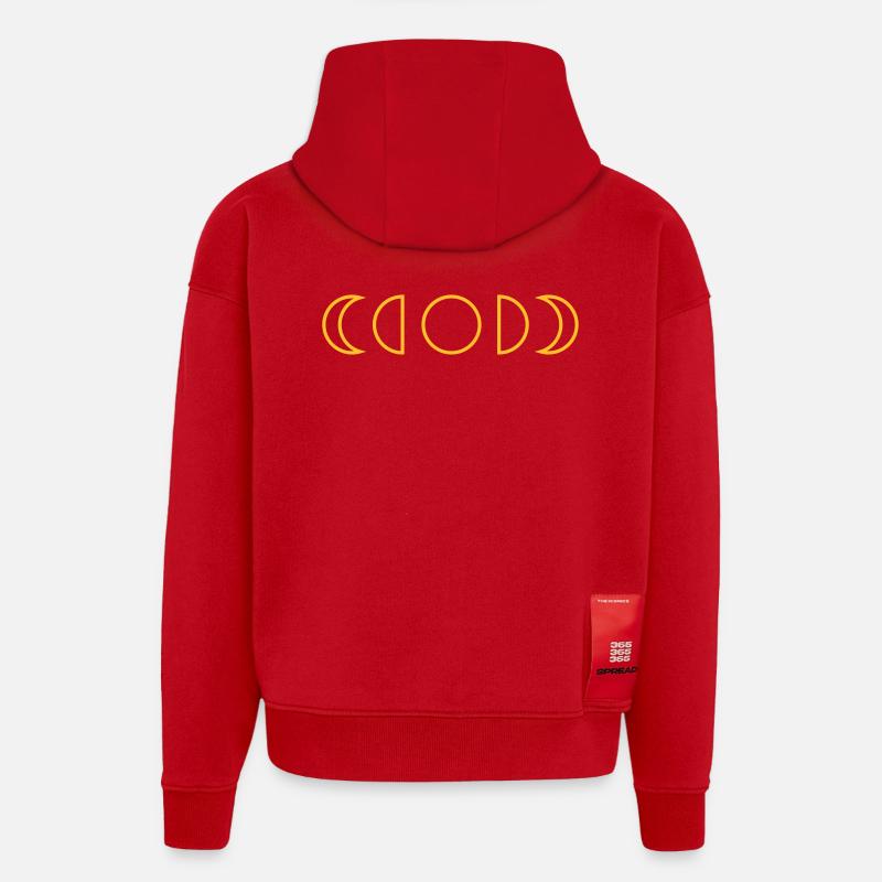 lune - Sweat à capuche bio épais oversize fabriqué en UE - rouge