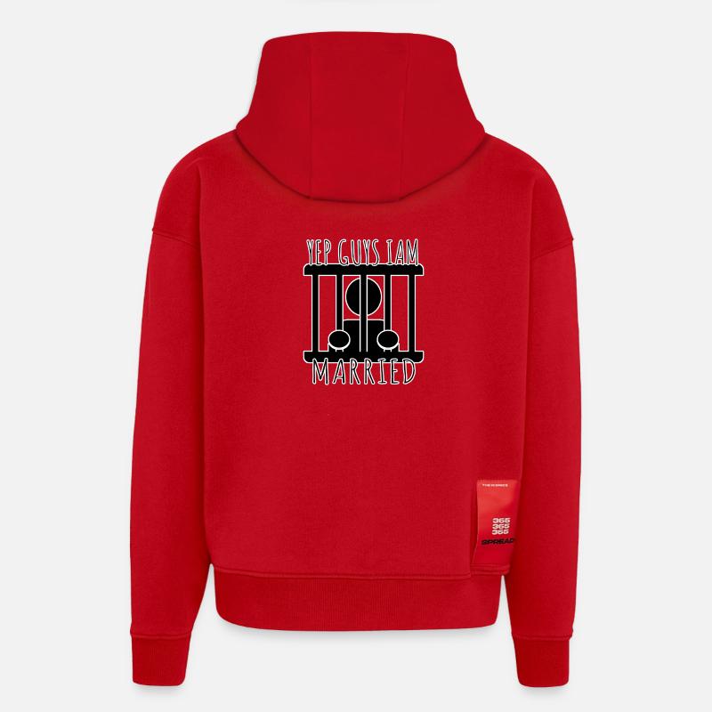 MrMuri - MARIÉ - Sweat à capuche bio épais oversize fabriqué en UE - rouge