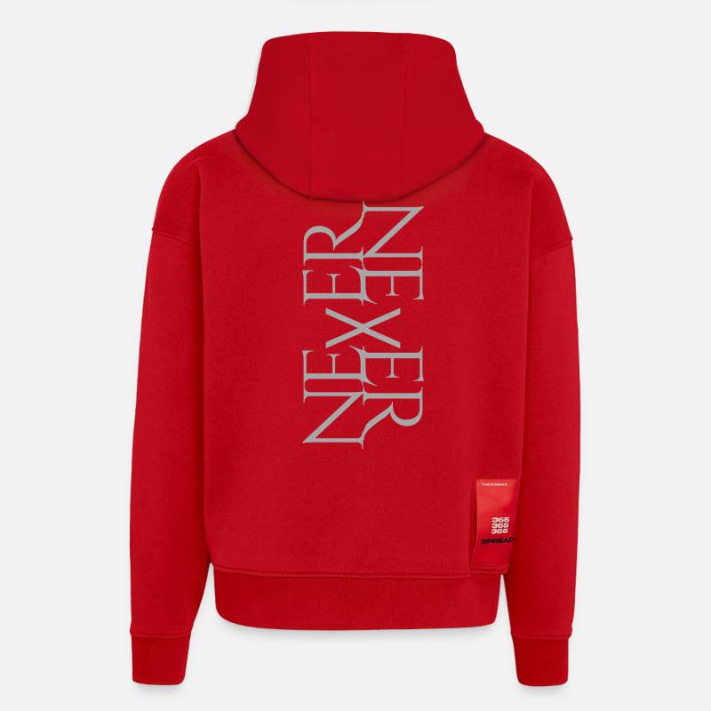 NEVER SAY NEVER – Statement Design - Sweat à capuche bio épais oversize fabriqué en UE - rouge