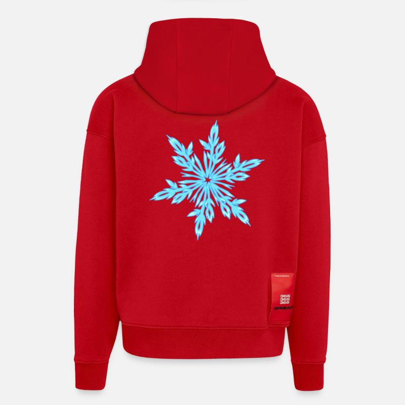 Cristal de glace - Sweat à capuche bio épais oversize fabriqué en UE - rouge