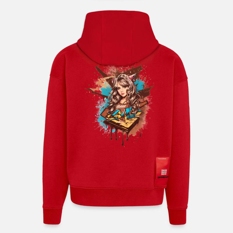 Dame douce - Sweat à capuche bio épais oversize fabriqué en UE - rouge