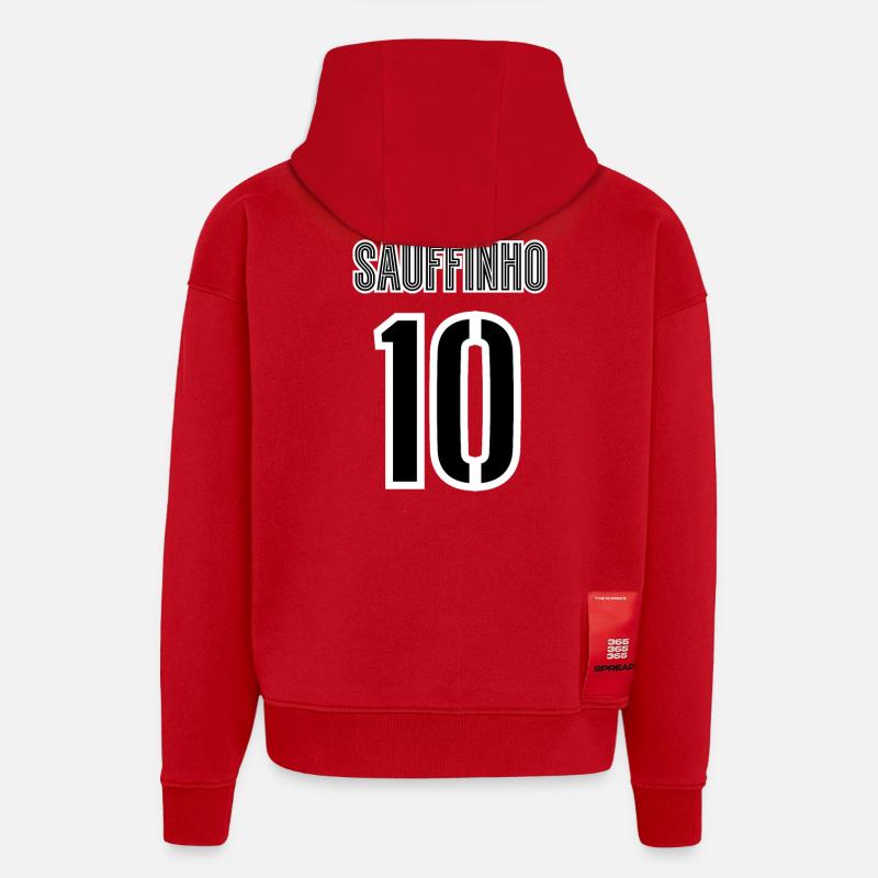 Sauffinho - Sweat à capuche bio épais oversize fabriqué en UE - rouge