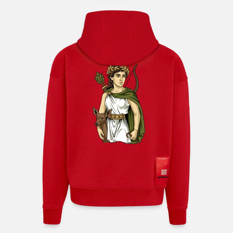 Armoise - Sweat à capuche bio épais oversize fabriqué en UE - rouge