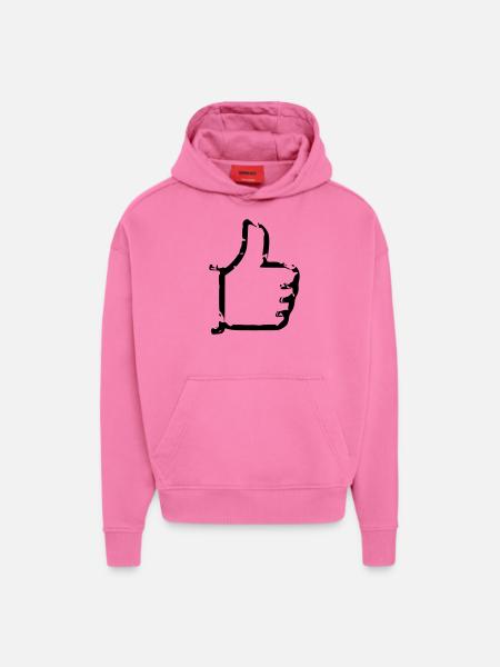 Comme - thumbs up - bande dessinée - Sweat à capuche bio épais oversize fabriqué en UE - AURA PINK