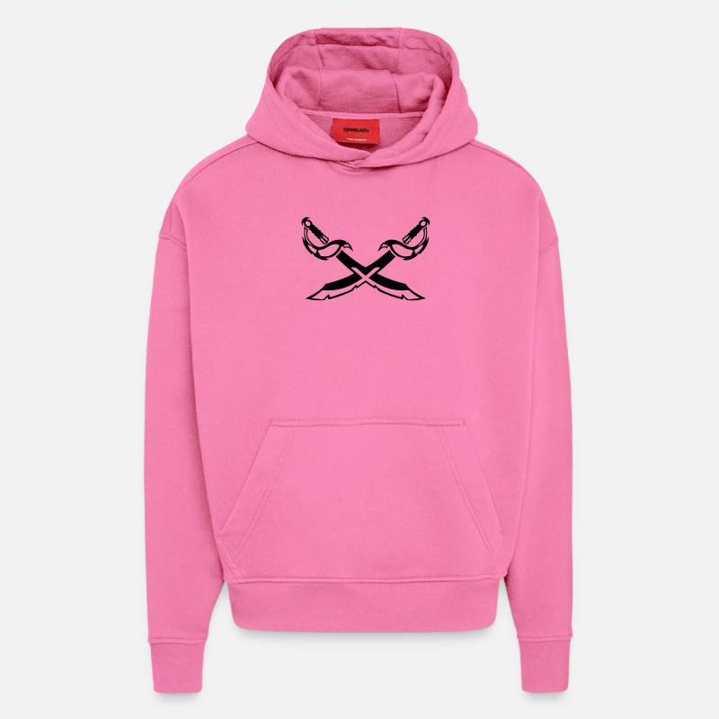 sabre croise epee 202 - Sweat à capuche bio épais oversize fabriqué en UE - AURA PINK