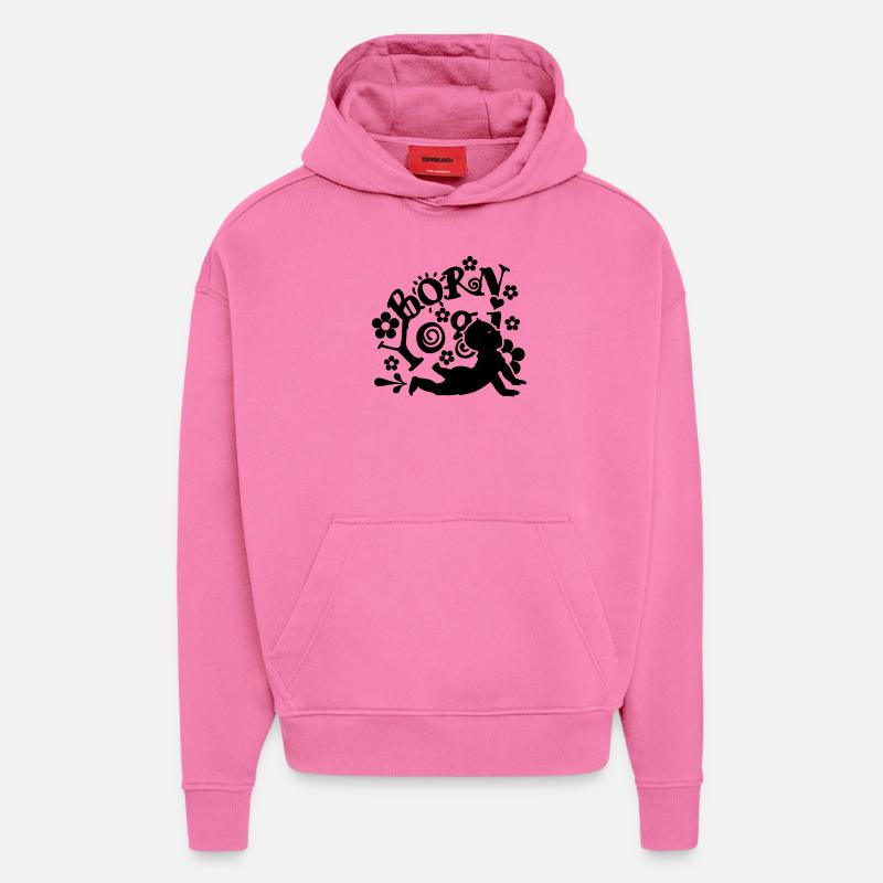 Born Yogi Baby (1c) - Sweat à capuche bio épais oversize fabriqué en UE - AURA PINK