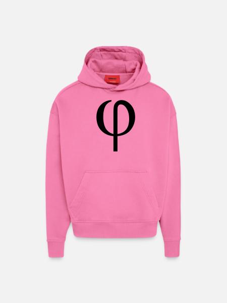 phi greek - Sweat à capuche bio épais oversize fabriqué en UE - AURA PINK