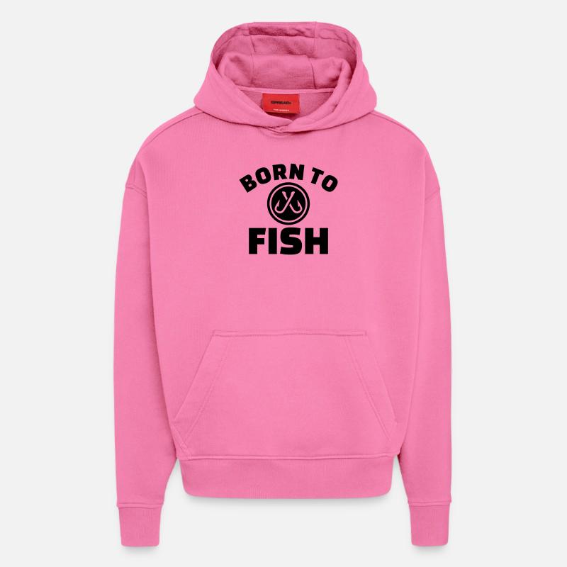 Born to Fish - Sweat à capuche bio épais oversize fabriqué en UE - AURA PINK