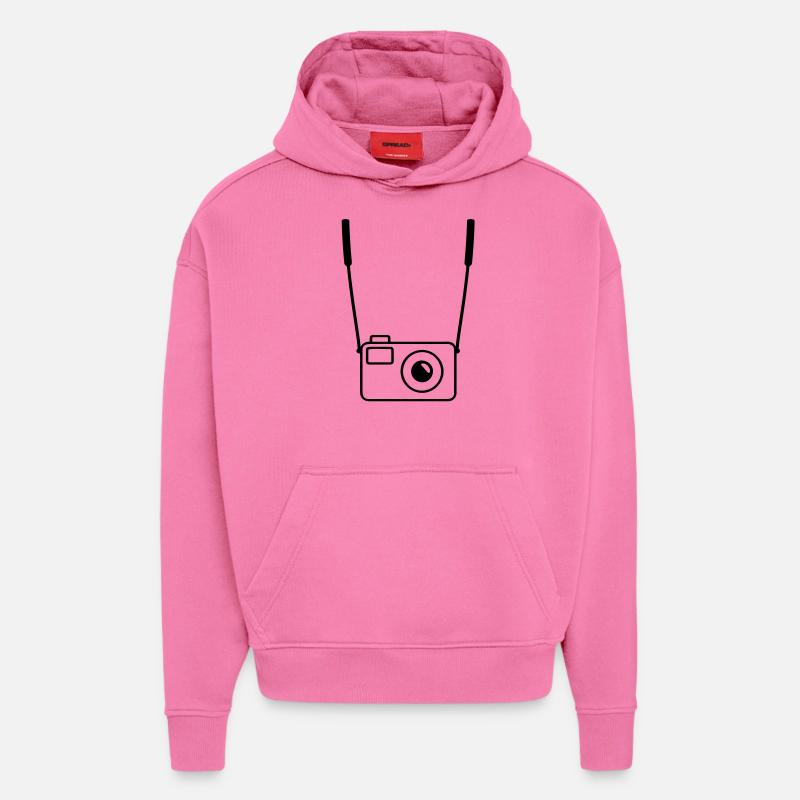 camera - Sweat à capuche bio épais oversize fabriqué en UE - AURA PINK