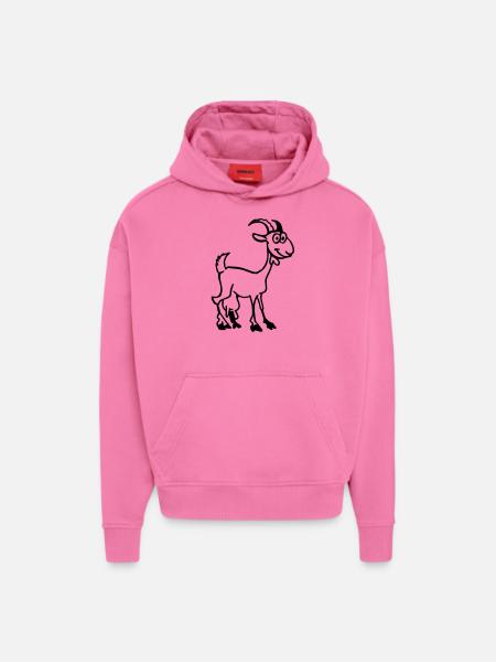 Chèvre - Sweat à capuche bio épais oversize fabriqué en UE - AURA PINK