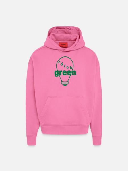 Think Green! - Sweat à capuche bio épais oversize fabriqué en UE - AURA PINK
