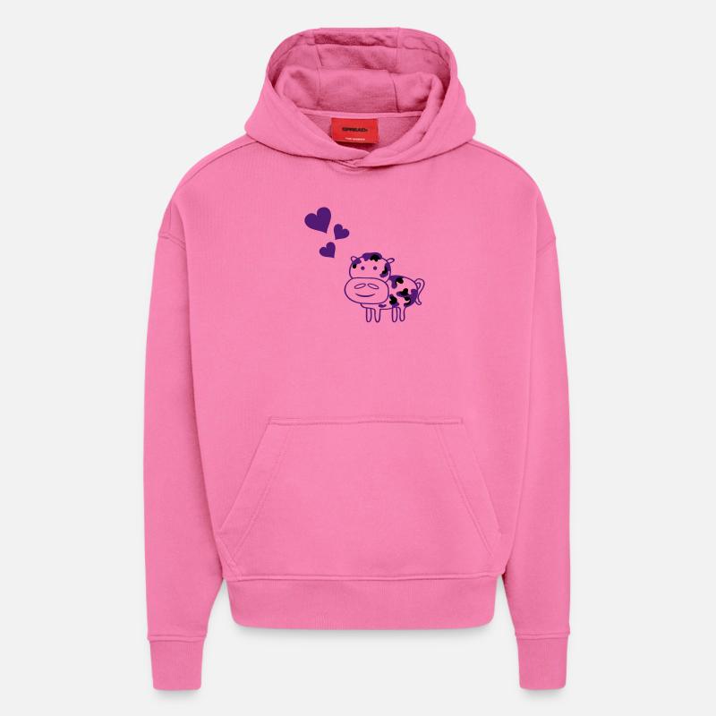 cow_in_love - Sweat à capuche bio épais oversize fabriqué en UE - AURA PINK