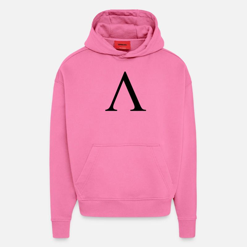 lambda greek - Sweat à capuche bio épais oversize fabriqué en UE - AURA PINK