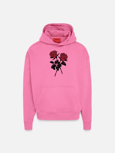 roses - Sweat à capuche bio épais oversize fabriqué en UE - AURA PINK