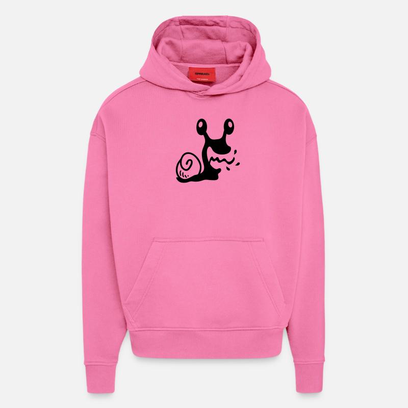 Fou Escargot - ligne - Sweat à capuche bio épais oversize fabriqué en UE - AURA PINK