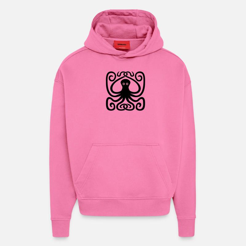 Octopus - Sweat à capuche bio épais oversize fabriqué en UE - AURA PINK