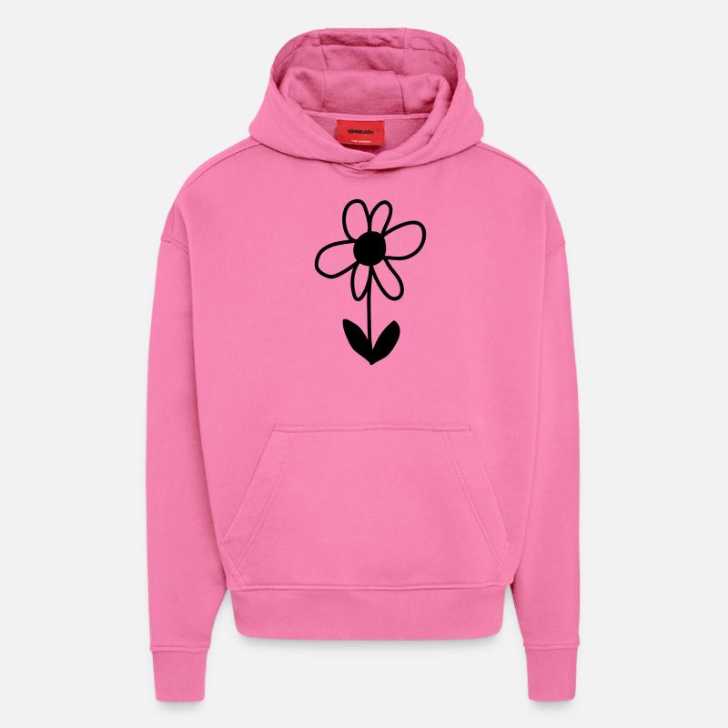 Blümchen (mono) - Sweat à capuche bio épais oversize fabriqué en UE - AURA PINK