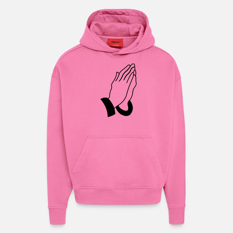 praying_hands_001 - Sweat à capuche bio épais oversize fabriqué en UE - AURA PINK