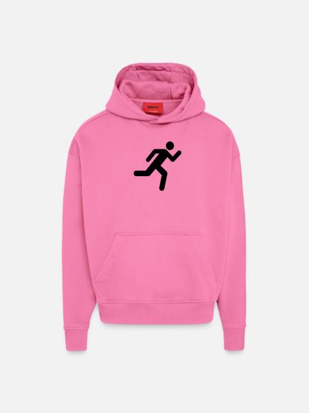 running_icon - Sweat à capuche bio épais oversize fabriqué en UE - AURA PINK
