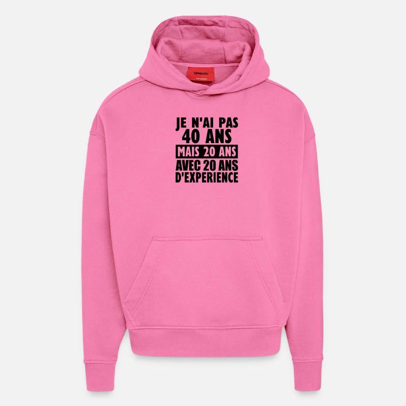 40 ans - Sweat à capuche bio épais oversize fabriqué en UE - AURA PINK