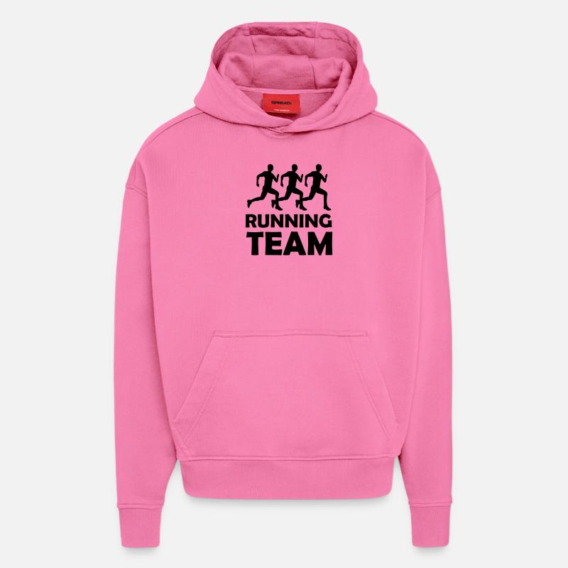 running_team_01 - Sweat à capuche bio épais oversize fabriqué en UE - AURA PINK