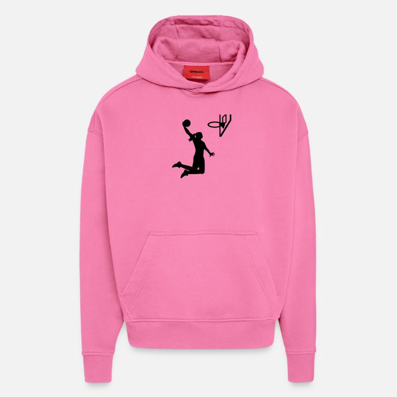 Basketball - Sweat à capuche bio épais oversize fabriqué en UE - AURA PINK