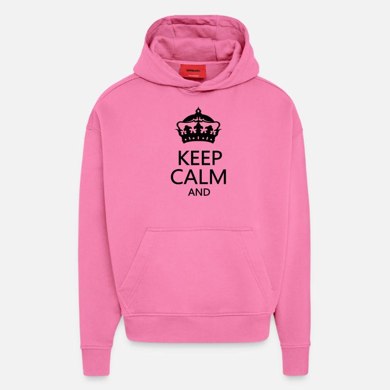 krone_keep_calm - Sweat à capuche bio épais oversize fabriqué en UE - AURA PINK
