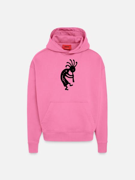 Porte-bonheur indien Kokopelli - Sweat à capuche bio épais oversize fabriqué en UE - AURA PINK