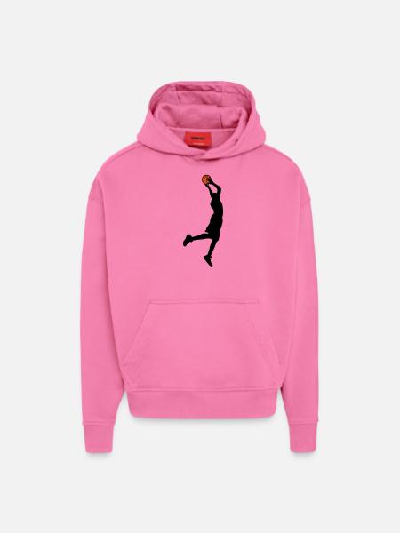 Basket-ball - Sweat à capuche bio épais oversize fabriqué en UE - AURA PINK