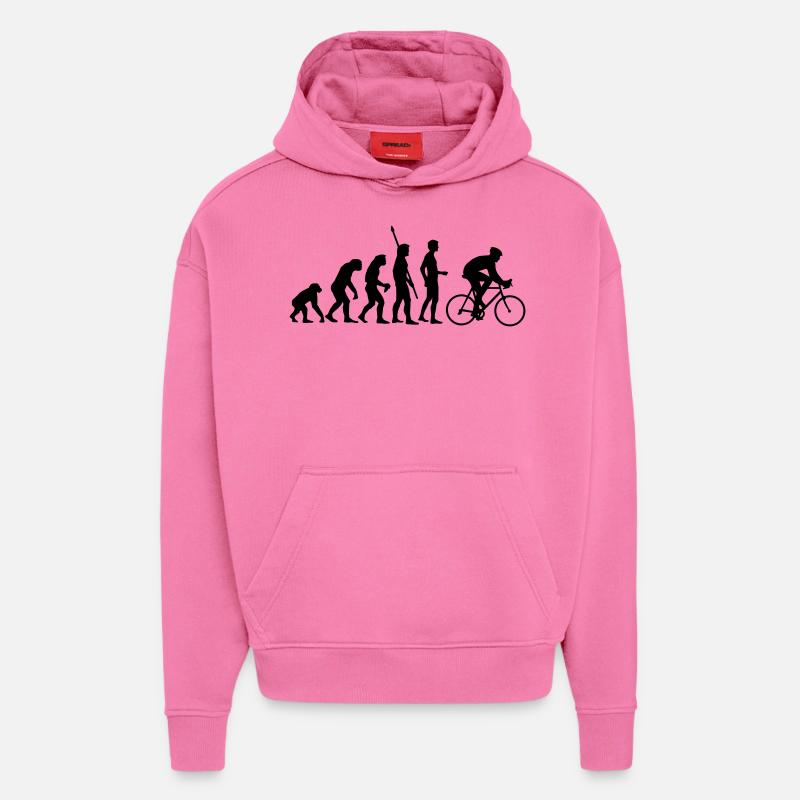 evolution_radfahrer - Sweat à capuche bio épais oversize fabriqué en UE - AURA PINK