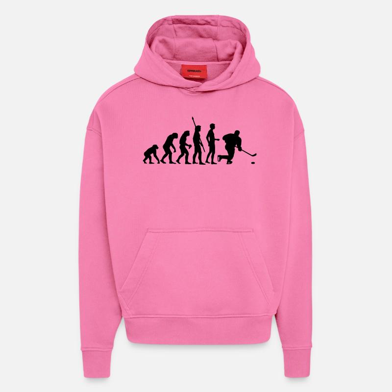 evolution_eishockey_b - Sweat à capuche bio épais oversize fabriqué en UE - AURA PINK