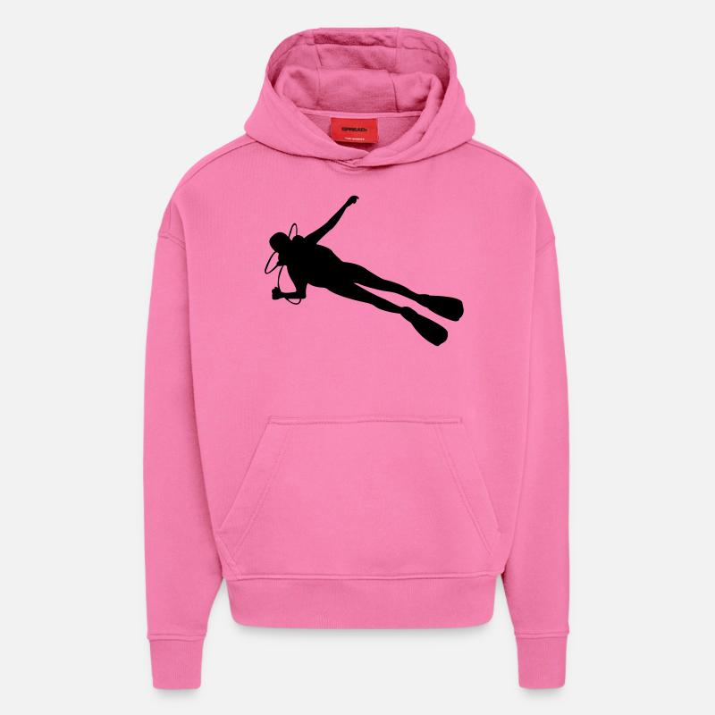 plongée sous-marine - Sweat à capuche bio épais oversize fabriqué en UE - AURA PINK