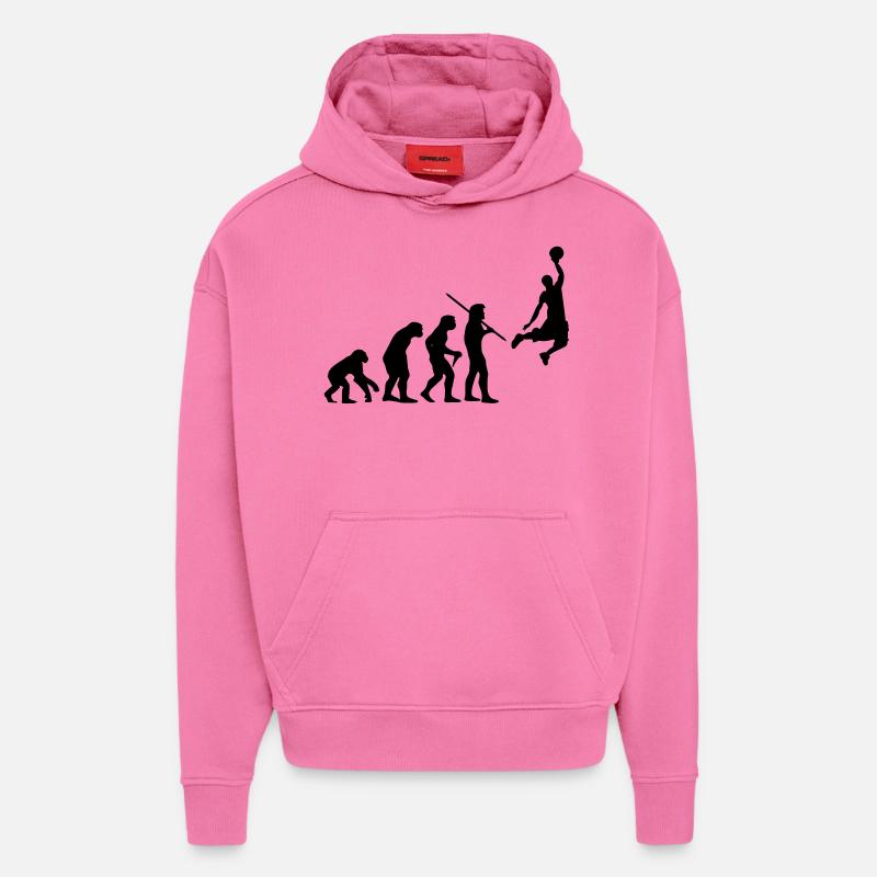 Evolution de basket-ball - Sweat à capuche bio épais oversize fabriqué en UE - AURA PINK