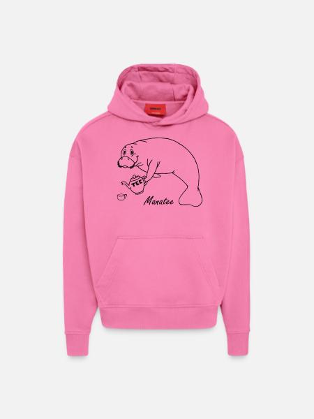 Manatee likes tea - Hoodie- made by SPREAD  - AURA PINK