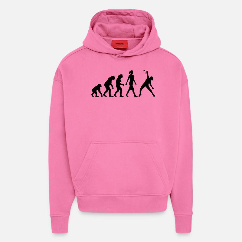 evolution_badminton_spielerin_b_1c - Sweat à capuche bio épais oversize fabriqué en UE - AURA PINK