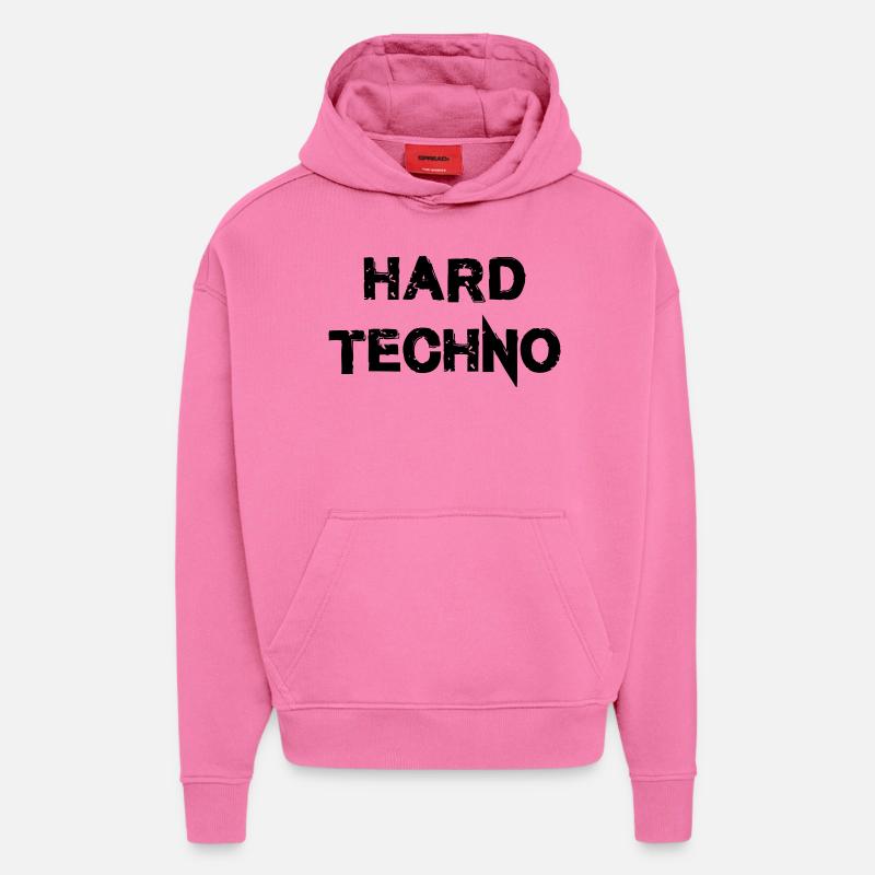Hard Techno - Heavyweight oversized organic hoodie made in EU - AURA PINK
