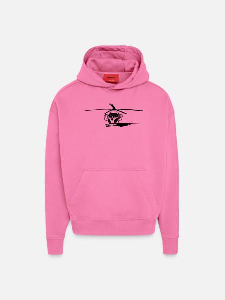 Hélicoptère hélicoptère terrestre - Sweat à capuche bio épais oversize fabriqué en UE - AURA PINK