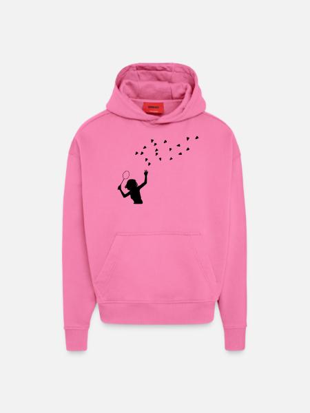 badminton - Sweat à capuche bio épais oversize fabriqué en UE - AURA PINK