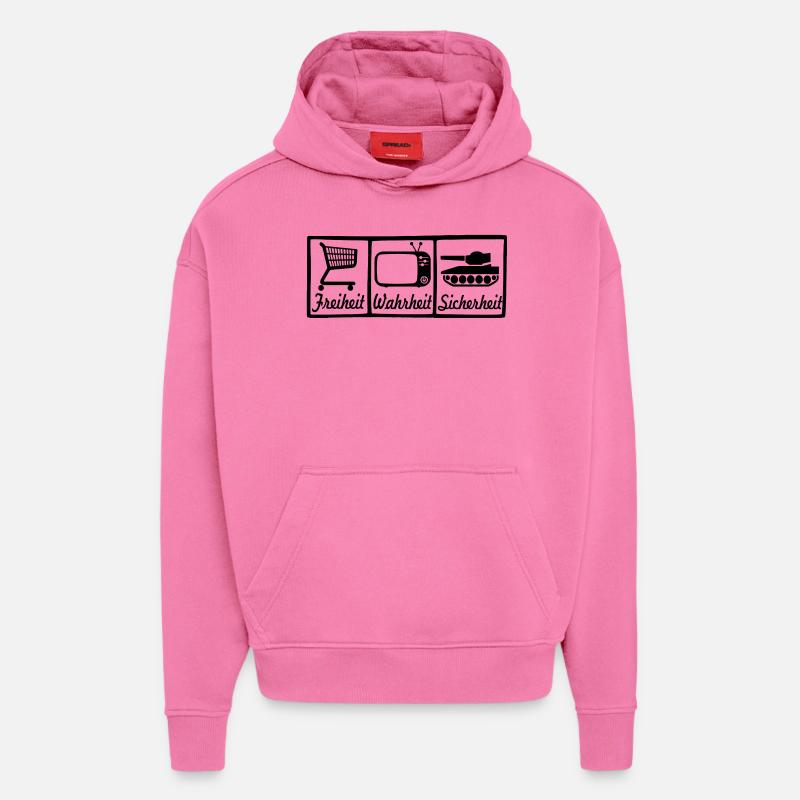 liberté véritable sécurité - Sweat à capuche bio épais oversize fabriqué en UE - AURA PINK