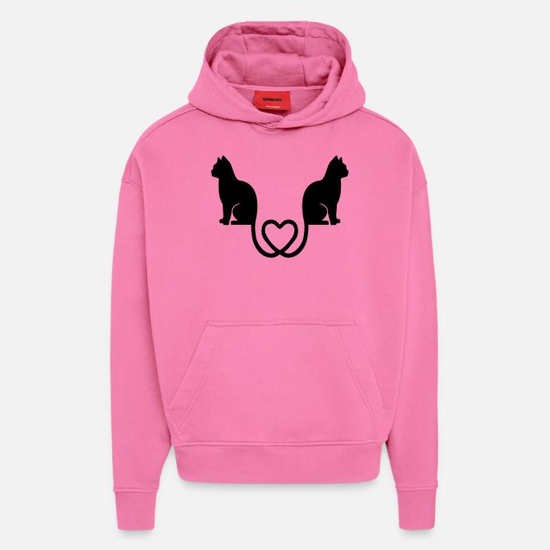 Chat - Sweat à capuche bio épais oversize fabriqué en UE - AURA PINK
