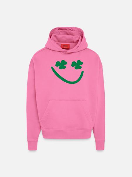Shamrock smiley face - Hoodie- made by SPREAD  - AURA PINK