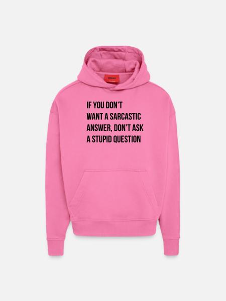 sarcastic comment - Sweat à capuche bio épais oversize fabriqué en UE - AURA PINK