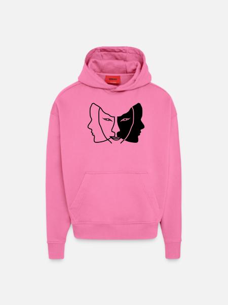lumière sombre masque gemini - Sweat à capuche bio épais oversize fabriqué en UE - AURA PINK