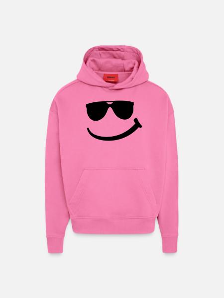 cool_smily_f1 - Sweat à capuche bio épais oversize fabriqué en UE - AURA PINK