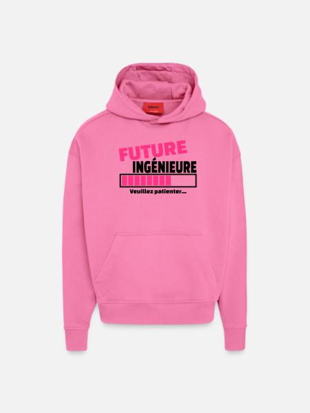 future ingénieure - Sweat à capuche bio épais oversize fabriqué en UE - AURA PINK